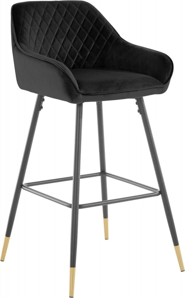 Danish Style Barová stolička Bradley, zamat, čierna
